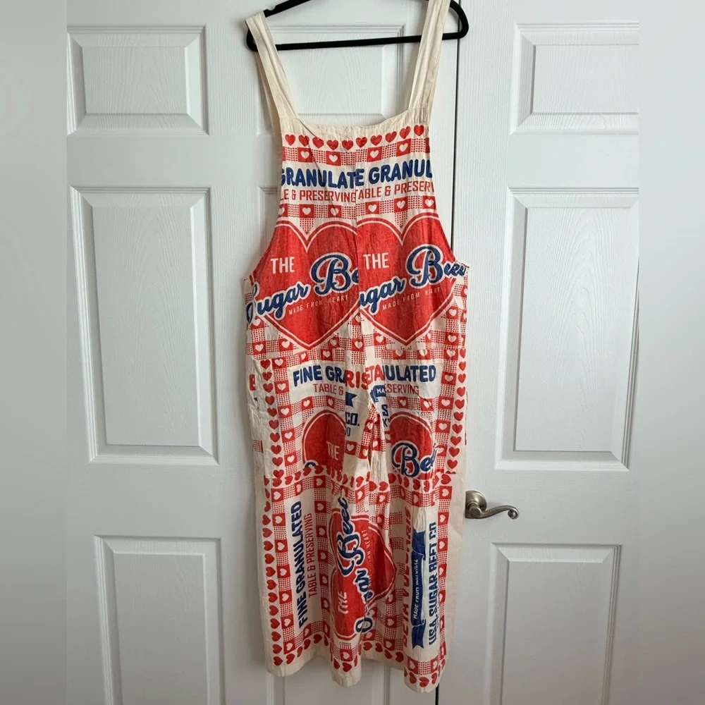 Vintage Style Sugar Beet Feed Sack Overall Dress – Boutique – One Size - Picture 5 of 13